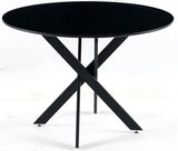 Mid-Century Dining Table For 4 - 6 People With Round MDF Table Top, Pedestal Dining Table, End Table Leisure Coffee Table, Cross Leg - Furniture Home Direct