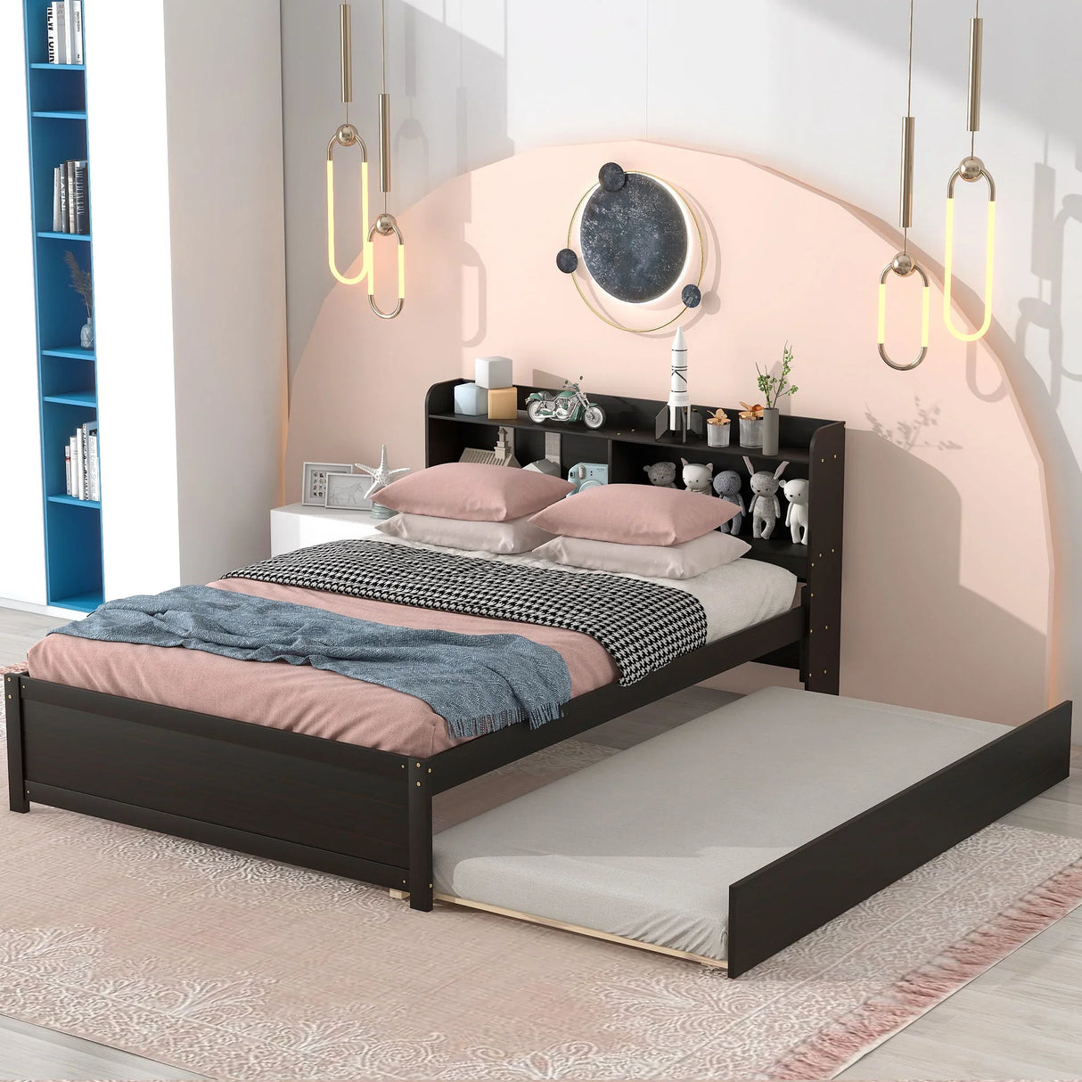 Full Bed With Trundle, Bookcase - Furniture Home Direct