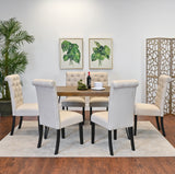 Dining Set Rubberwood Table With Upholstered Chairs Brown - Furniture Home Direct