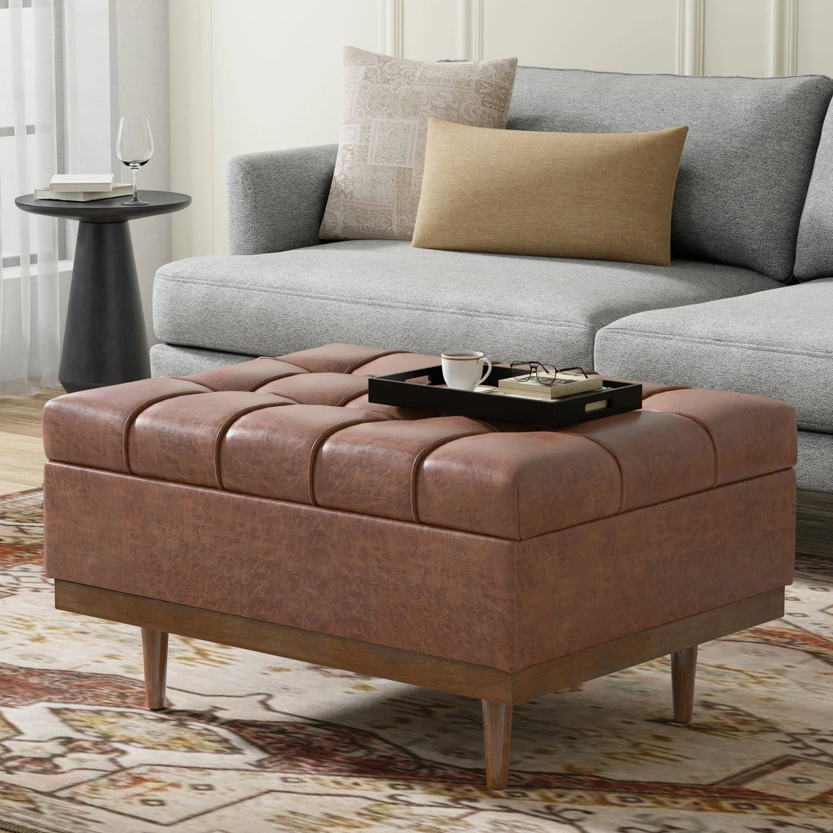 Mariah - Upholstered Lift Top Table Storage Ottoman - Furniture Home Direct