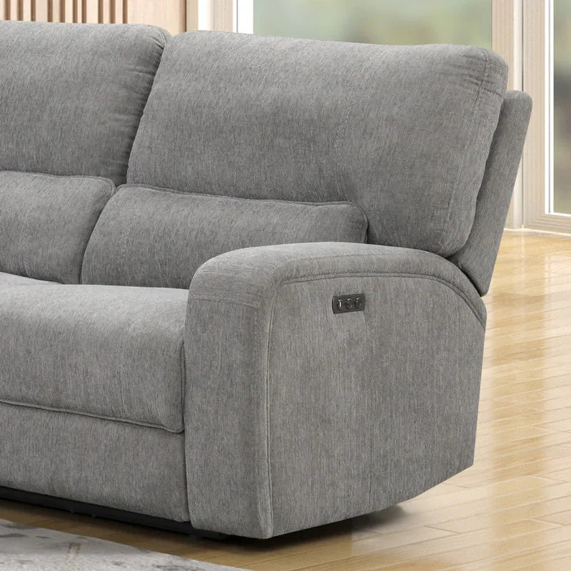 Power Reclining Sectional Sofa With Headrests Light Gray - Furniture Home Direct