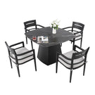 Outdoor Patio Dining Set, Squircle Dining Table, Dining Chairs With Sunbrella Cushions