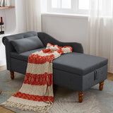 Chaise Lounge Indoor, Velvet Lounge Chair For Bedroom With Storage & Pillow, Modern Upholstered Rolled Arm Chase Lounge For Sleeping With Nailhead Trim For Living Room Bedroom Office - Furniture Home Direct