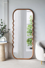 Oversized Wooden Floor Mirror With Unique Frame - Brown - Furniture Home Direct