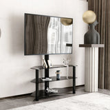 Multi-Function TV Stand Height Adjustable Bracket Swivel 3 Tier - Black - Furniture Home Direct