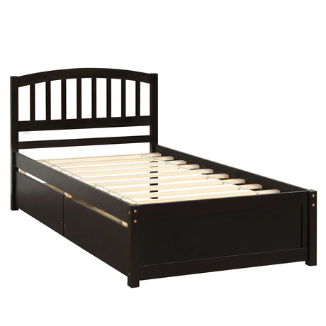 Platform Storage Bed Wood Bed Frame With Two Drawers And Headboard - Furniture Home Direct