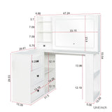 Vanity Desk With Lights And Built In Mirror In White - Furniture Home Direct