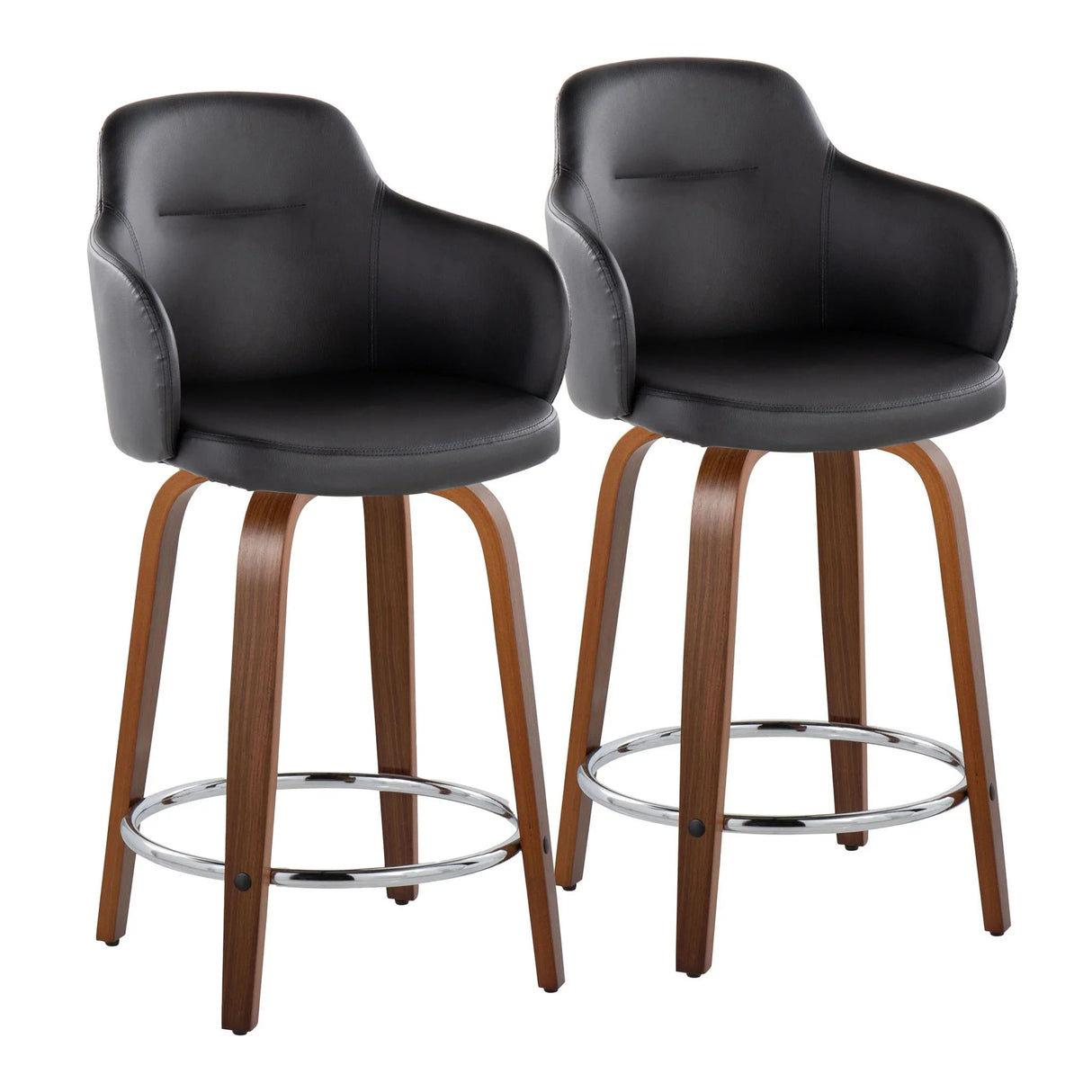 Boyne - Contemporary Fixed Height Counter Stool With Swivel With Round Footrest (Set of 2) - Furniture Home Direct