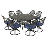 Square 8 Person 64" Long Aluminum Dining Set With Cushions - Furniture Home Direct