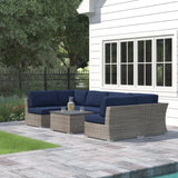 Wicker Sectional Sofa With Cushions And Table - Furniture Home Direct