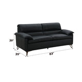 Eilene - Top Grain Leather Loveseat - Black - Furniture Home Direct