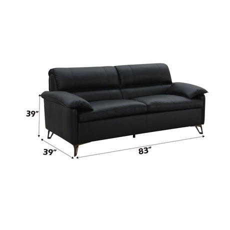 Eilene - Top Grain Leather Loveseat - Black - Furniture Home Direct