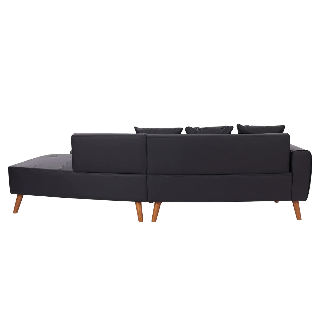 107 Inch Black Sectional With Round Storage Ottoman - Furniture Home Direct