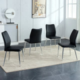 Dining Chairs with PU Upholstery and Metal Legs Black - Furniture Home Direct