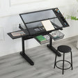 Hand Crank Adjustable Drafting Table Drawing Desk With 2 Metal Drawers With Stool - Furniture Home Direct