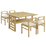 5 Piece Extendable Wood Square Dining Table Set With 2 Drop Leaves - Furniture Home Direct