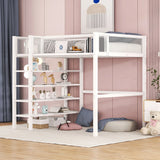 Loft Bed With 4 Tier Shelves And Storage - Furniture Home Direct