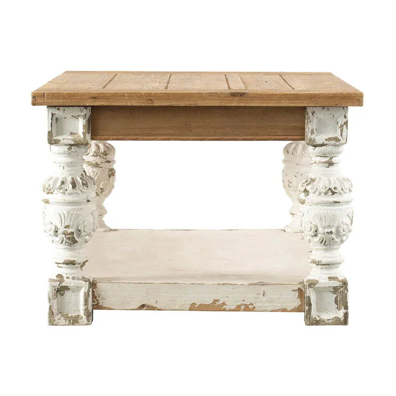 Rectangle Coffee Wooden Coffee Table, French Country Coffee Table - Brown / Antique White - Furniture Home Direct