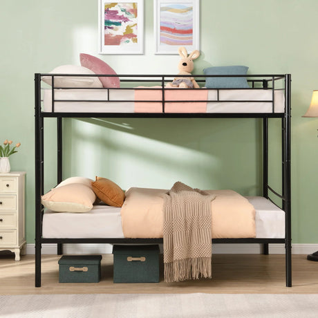 Modern Metal Bunk Bed, Full Over Full, No Box Spring Needed - Black - Furniture Home Direct