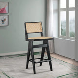 Keira - Bar Stool (Set of 2) - Black / Rattan - Furniture Home Direct