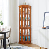 Corner Curio Cabinet With 5 Shelves And Lighting System (E26 Light Bulb Not Included) - Furniture Home Direct