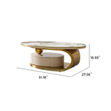 Modern Coffee Table Thick Sintered Stone Top With 2 Drawers Matt Stainless Steel Base - Gold - Furniture Home Direct