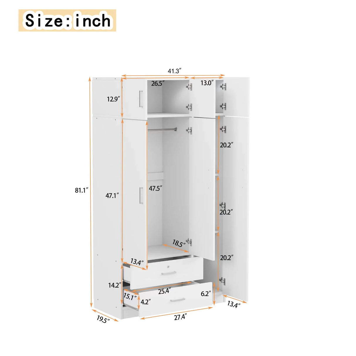 Modern 3 Door Mirror Wardrobe With 2 Drawers And Top Cabinet - Furniture Home Direct