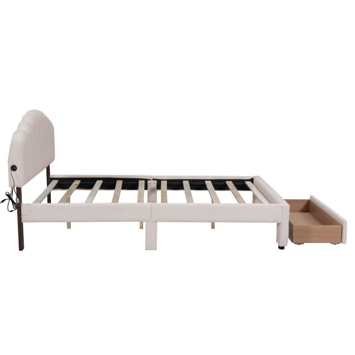 Upholstered Platform Bed With Drawer - Furniture Home Direct
