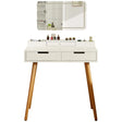 Makeup Vanity Desk With Removable Mirror And Lights, 3 Color Modes & Adjustable Brightness Dressing Table, Small Vanity Table Set With 2 Drawers For Bedroom - White - Furniture Home Direct
