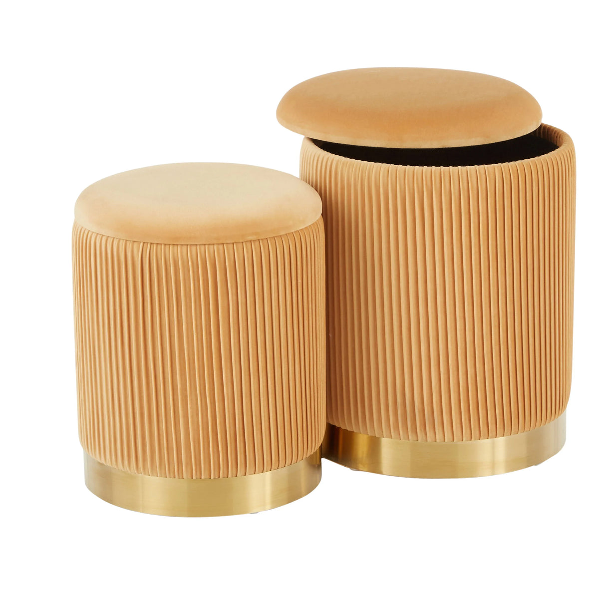 Marla - Contemporary Nesting Pleated Ottoman Set - Furniture Home Direct