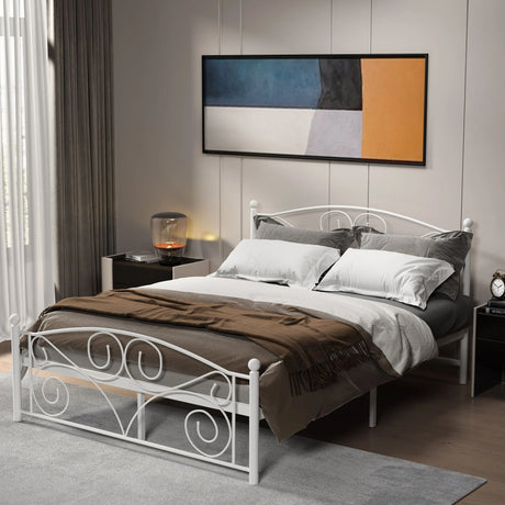 Full With Metal Frame Bed - White - Furniture Home Direct
