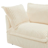 Corduroy Long Stationary Sofa - Cream - Furniture Home Direct