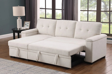 Lucca II - 84.5"W Reversible Sleeper Sectional Sofa with Storage Chaise - Furniture Home Direct
