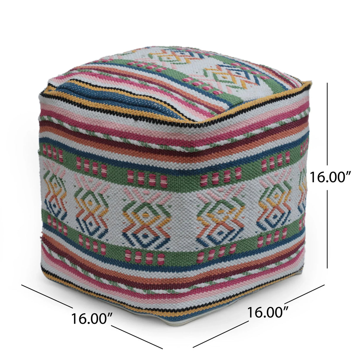 Inca - Handcrafted Peruvian Print Square Pouf Ottoman - Multicolor - Furniture Home Direct