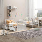 Twin Over Twin Bunk Bed With Drawers, Convertible Beds - Furniture Home Direct