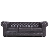 Traditional Tufted Leather Chesterfield Nailhead Sofa - Furniture Home Direct