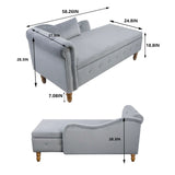 Chaise Lounge Indoor, Velvet Lounge Chair For Bedroom With Storage & Pillow, Modern Upholstered Rolled Arm Chase Lounge For Sleeping With Nailhead Trim For Living Room Bedroom Office - Furniture Home Direct