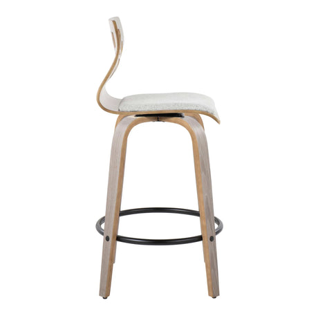Folia - Contemporary Fixed Height Counter Stool With Swivel With Round Footrest (Set of 2) - Light Gray - Furniture Home Direct