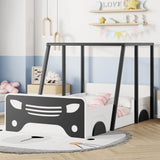 Twin Size Car-Shaped Bed With Roof, Wooden Twin Floor Bed With Wheels And Door Design, Montessori Inspired Bedroom - Furniture Home Direct