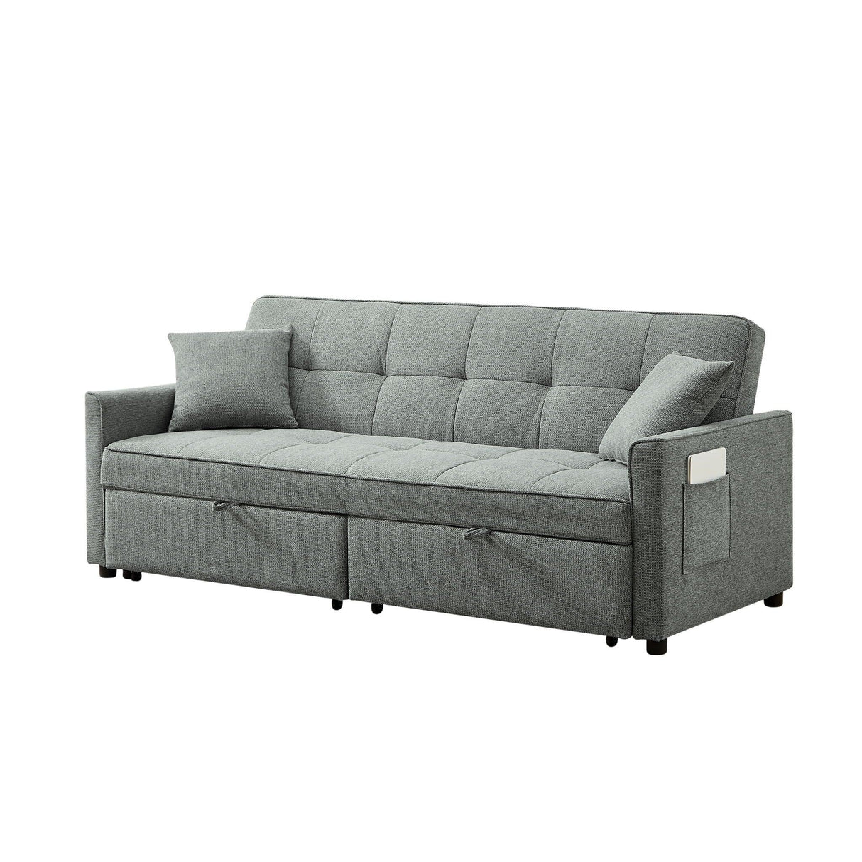 3 In 1 Convertible Sleeper Sofa Bed, Reclining Backrest, Pillows, Pockets - Furniture Home Direct