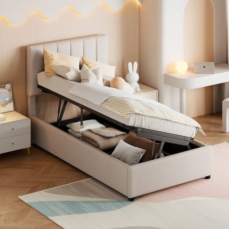 Upholstered Platform Bed With A Hydraulic Storage System - Furniture Home Direct
