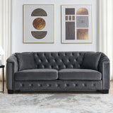 Living Room Set with 2 Sofas - Velvet Grey - Furniture Home Direct