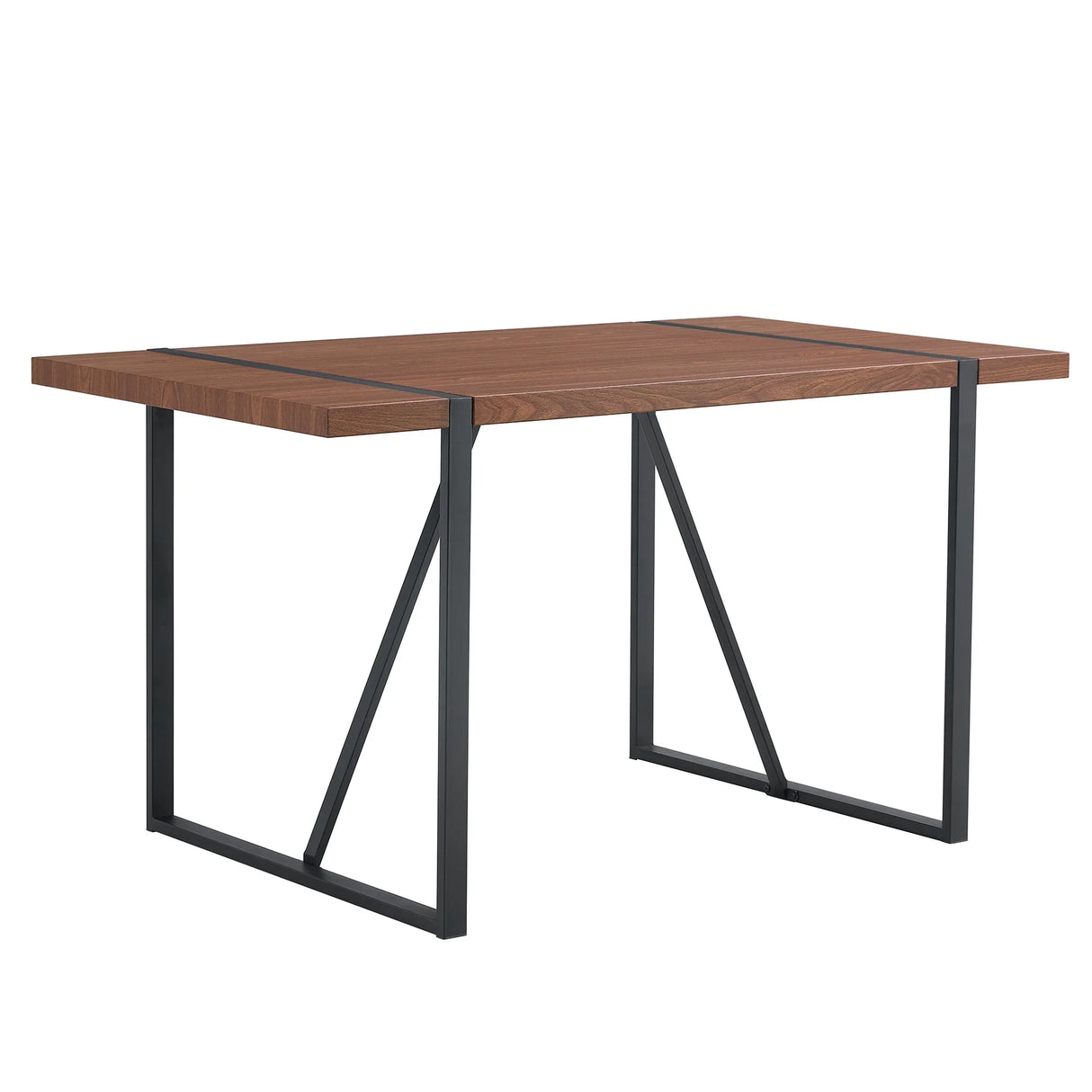 Dining Table Industrial Wood Grain Rectangular Walnut - Furniture Home Direct