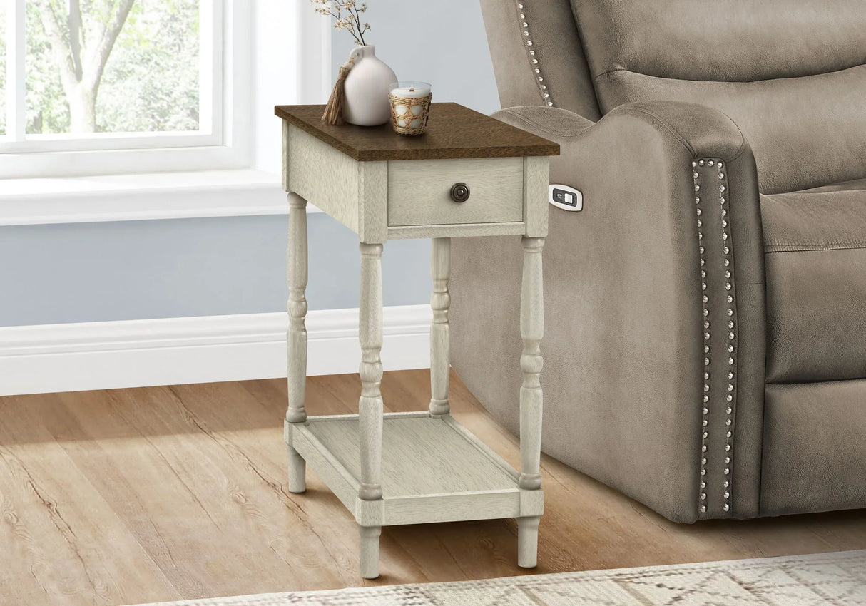 Accent End Table, 2 Tier, Storage Drawer, Traditional Stylish Design - Furniture Home Direct