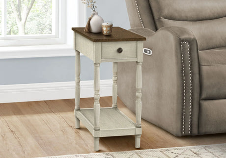 Accent End Table, 2 Tier, Storage Drawer, Traditional Stylish Design - Furniture Home Direct