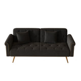 Luxurious Velvet Sofa Bed With Nail Head Trim And Matching Pillow - Furniture Home Direct