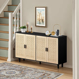 Elegant And Functional 4 Door Rattan Decorative Storage Cabinet - Furniture Home Direct