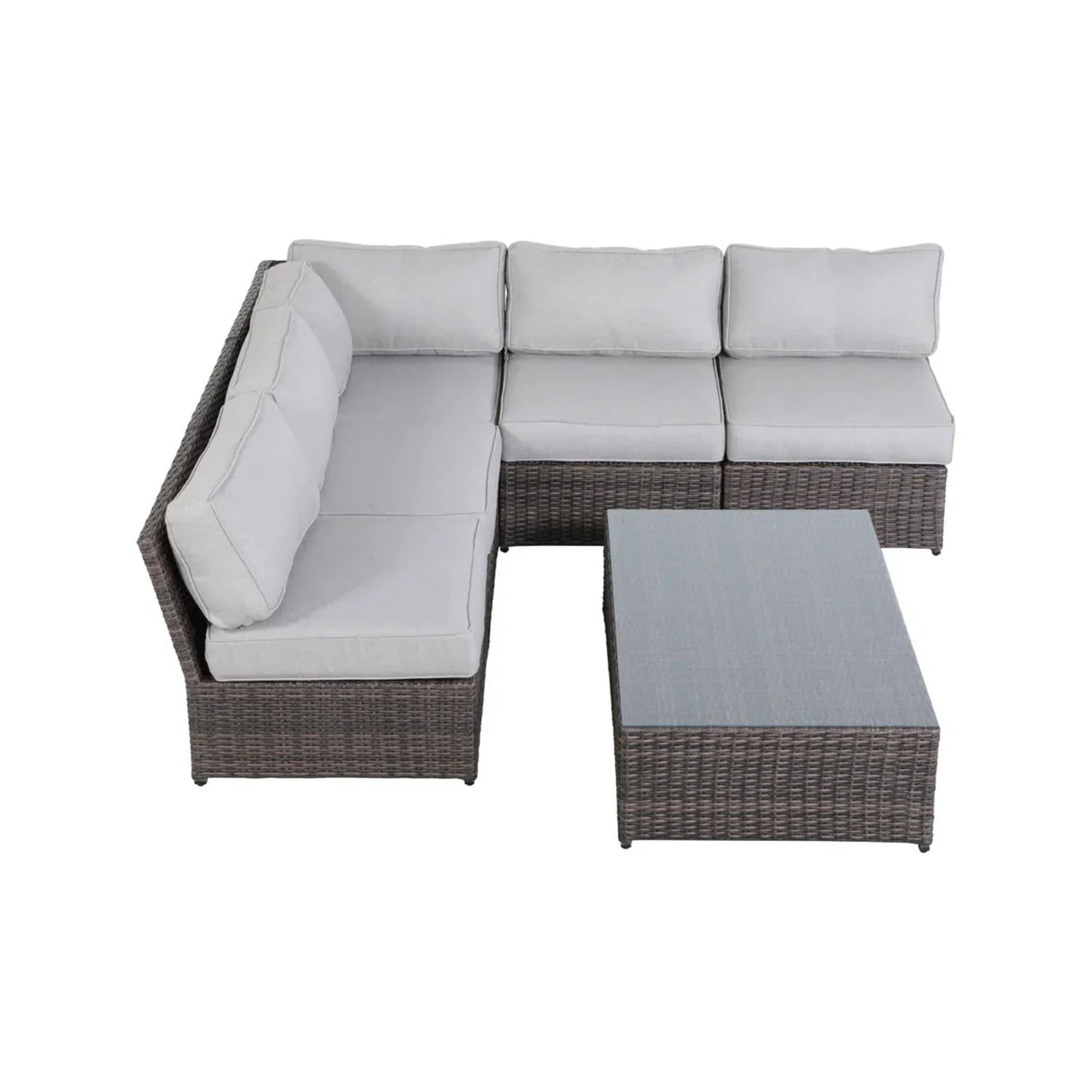 Comfortable Modern Patio Rattan Sectional Set With Cushions - Furniture Home Direct