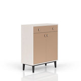 Contemporary Bar Cabinet With Large Storage - White / Pecan - Furniture Home Direct