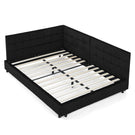Mid-Century Storage Upholstered Tufted Bed Frame With Backrest And Armrests - Furniture Home Direct